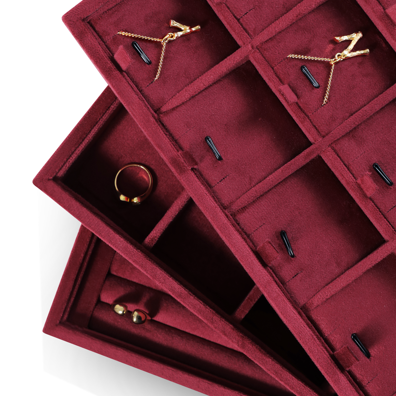 Yinbeini Velvet Jewelry Display Tray for Pearl and Diamond Rings Perfect for Bridal and Luxury Jewelry Boutiques P087