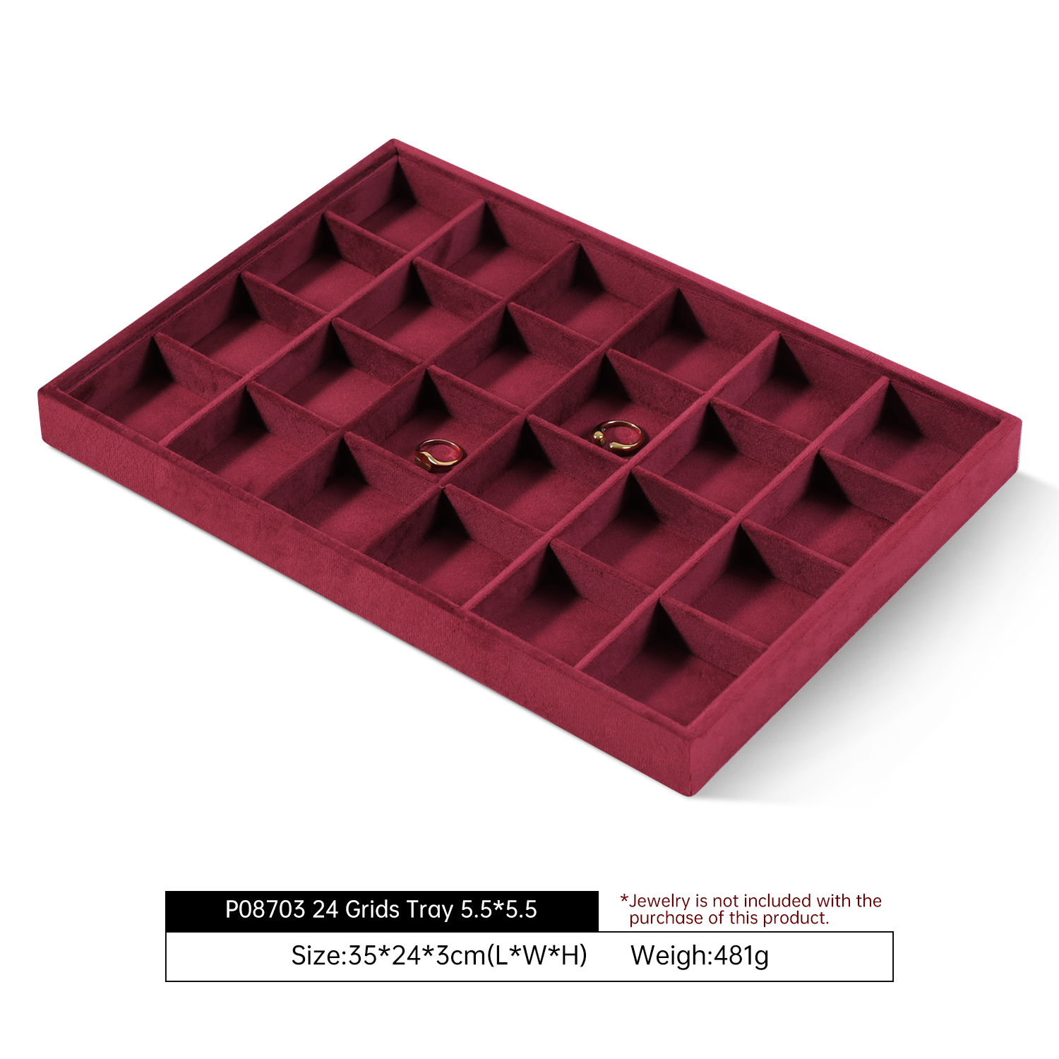 Yinbeini Velvet Jewelry Display Tray for Pearl and Diamond Rings Perfect for Bridal and Luxury Jewelry Boutiques P087