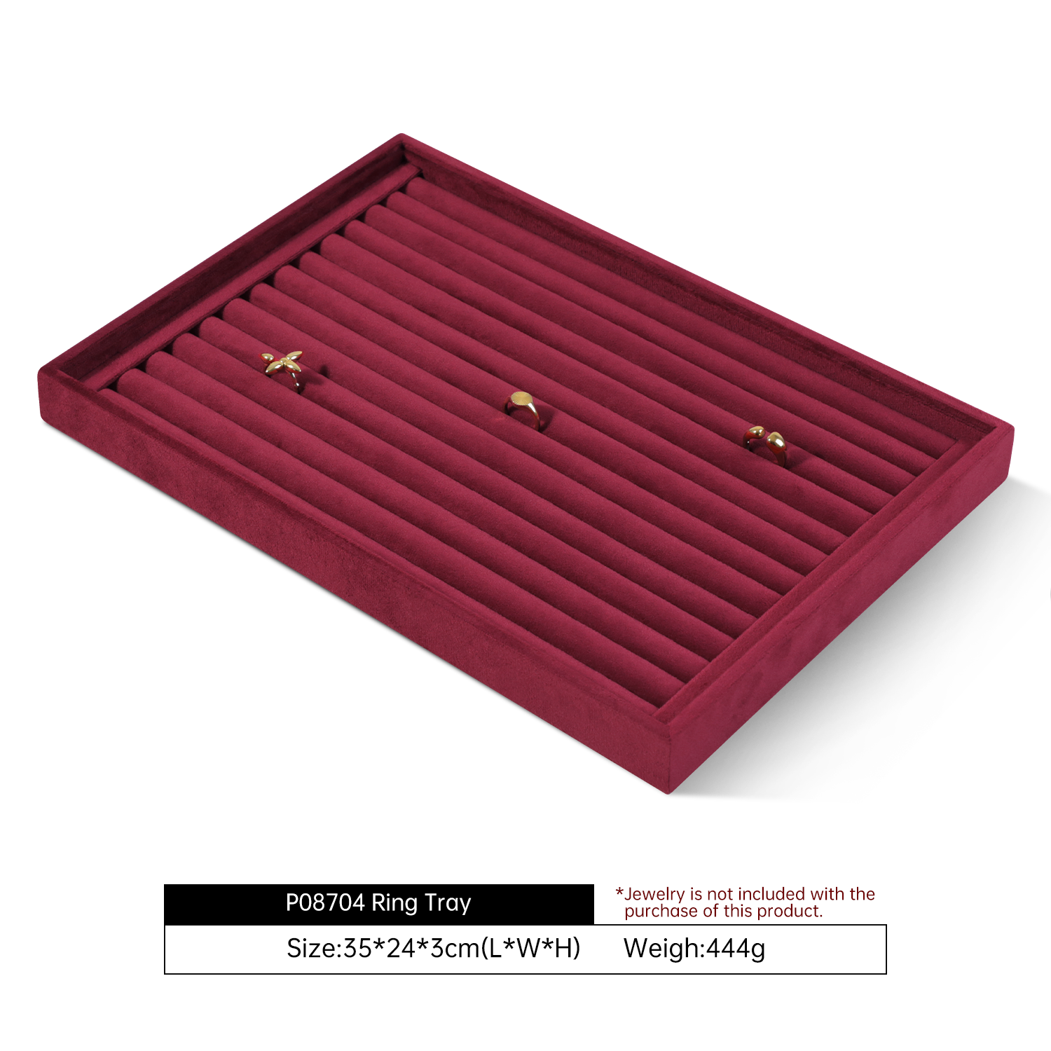 Yinbeini Velvet Jewelry Display Tray for Pearl and Diamond Rings Perfect for Bridal and Luxury Jewelry Boutiques P087