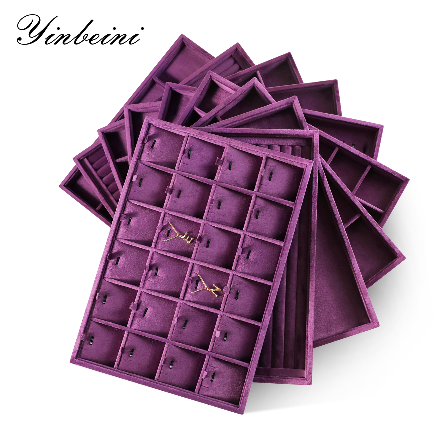 Yinbeini Purple Velvet Jewelry Display Tray for Cross border E commerce Stores Perfect for Product Photos and Listings P088