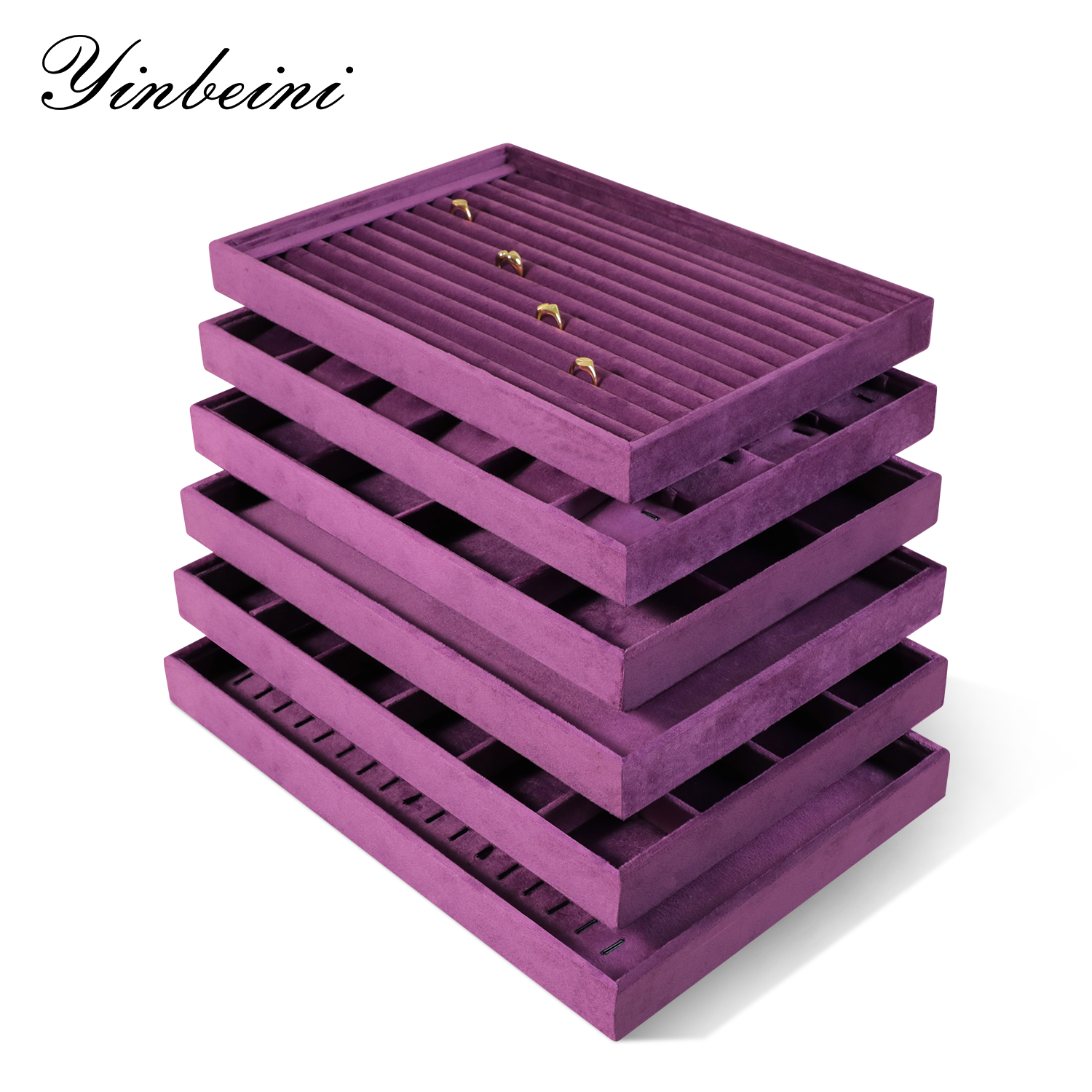 Yinbeini Purple Velvet Jewelry Display Tray for Cross border E commerce Stores Perfect for Product Photos and Listings P088