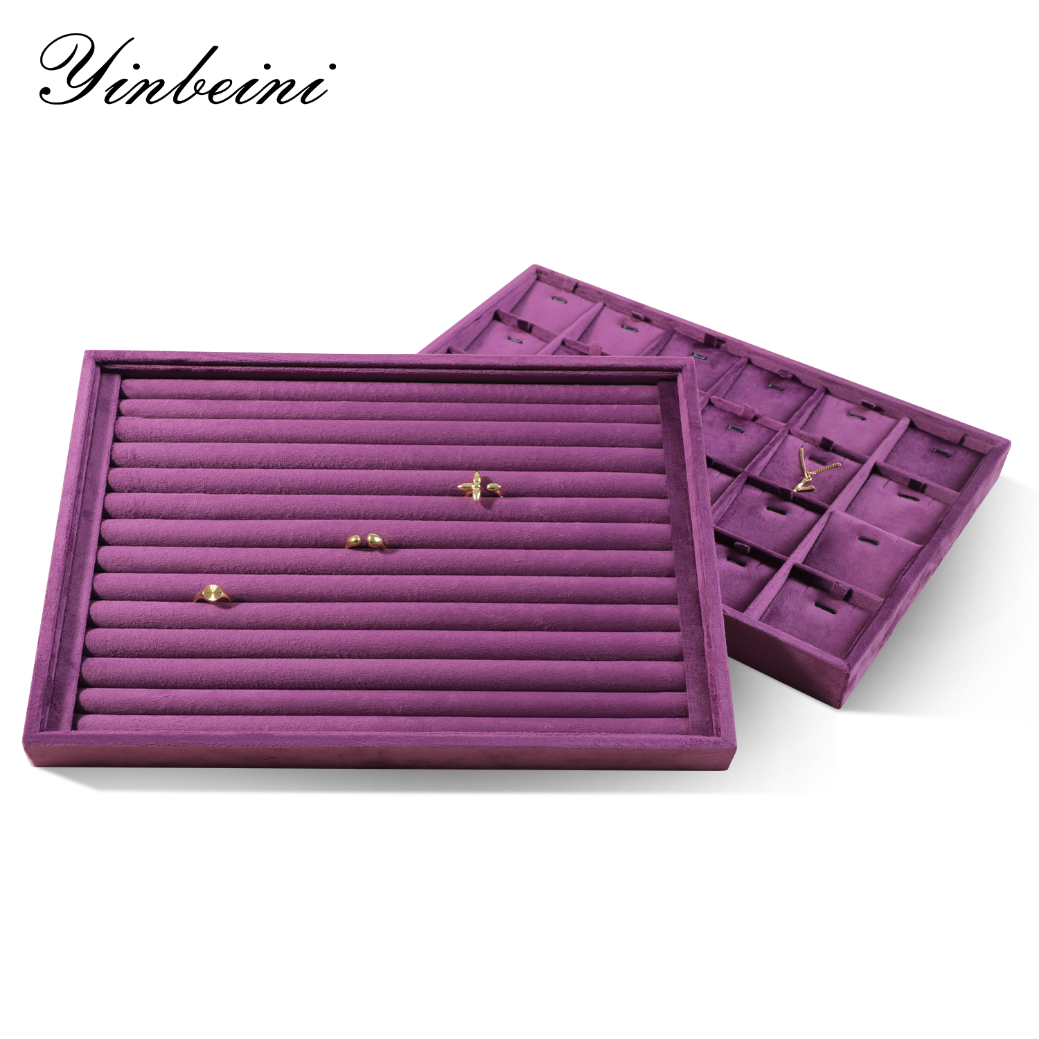 Yinbeini Purple Velvet Jewelry Display Tray for Cross border E commerce Stores Perfect for Product Photos and Listings P088
