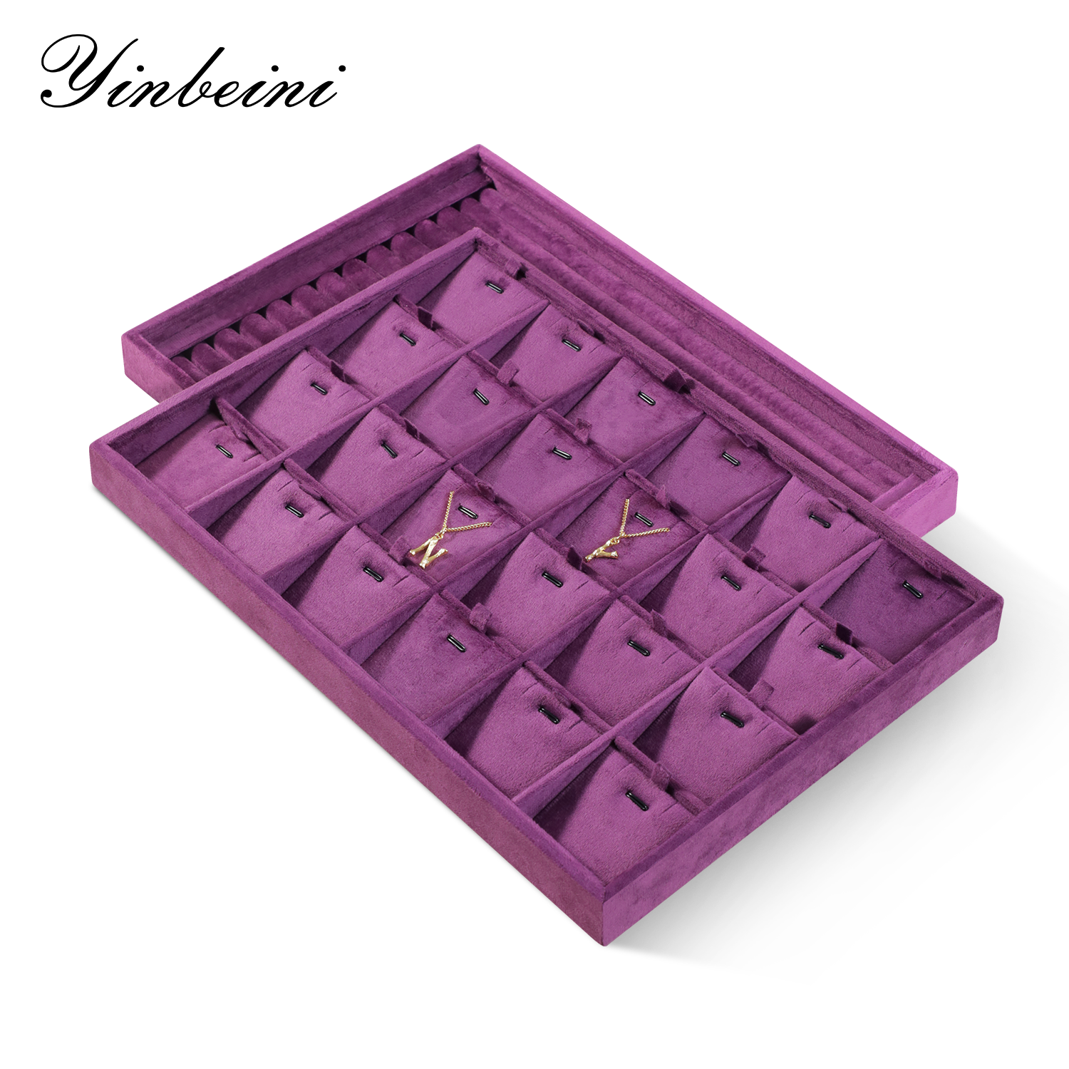 Yinbeini Purple Velvet Jewelry Display Tray for Cross border E commerce Stores Perfect for Product Photos and Listings P088
