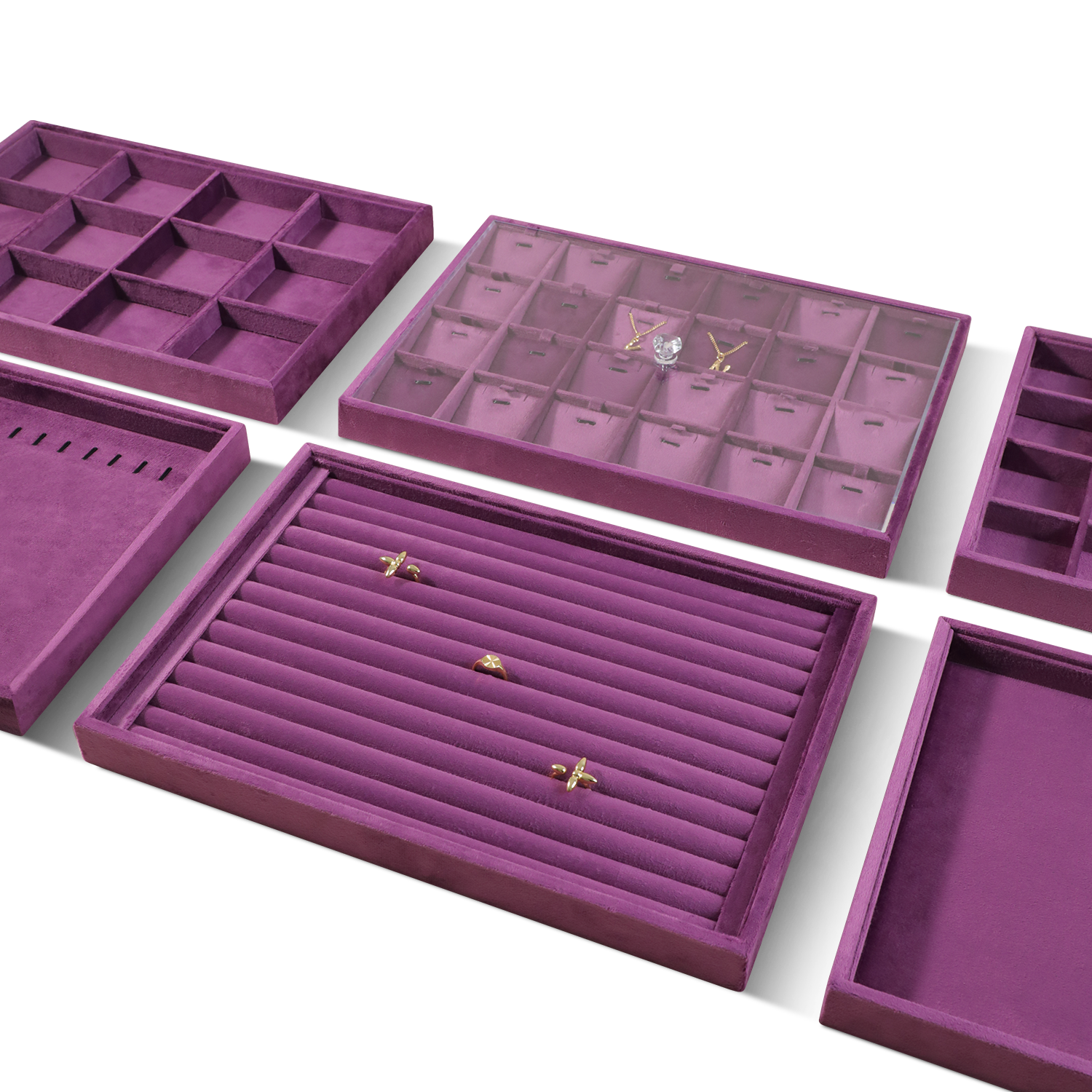 Yinbeini Purple Velvet Jewelry Display Tray for Cross border E commerce Stores Perfect for Product Photos and Listings P088