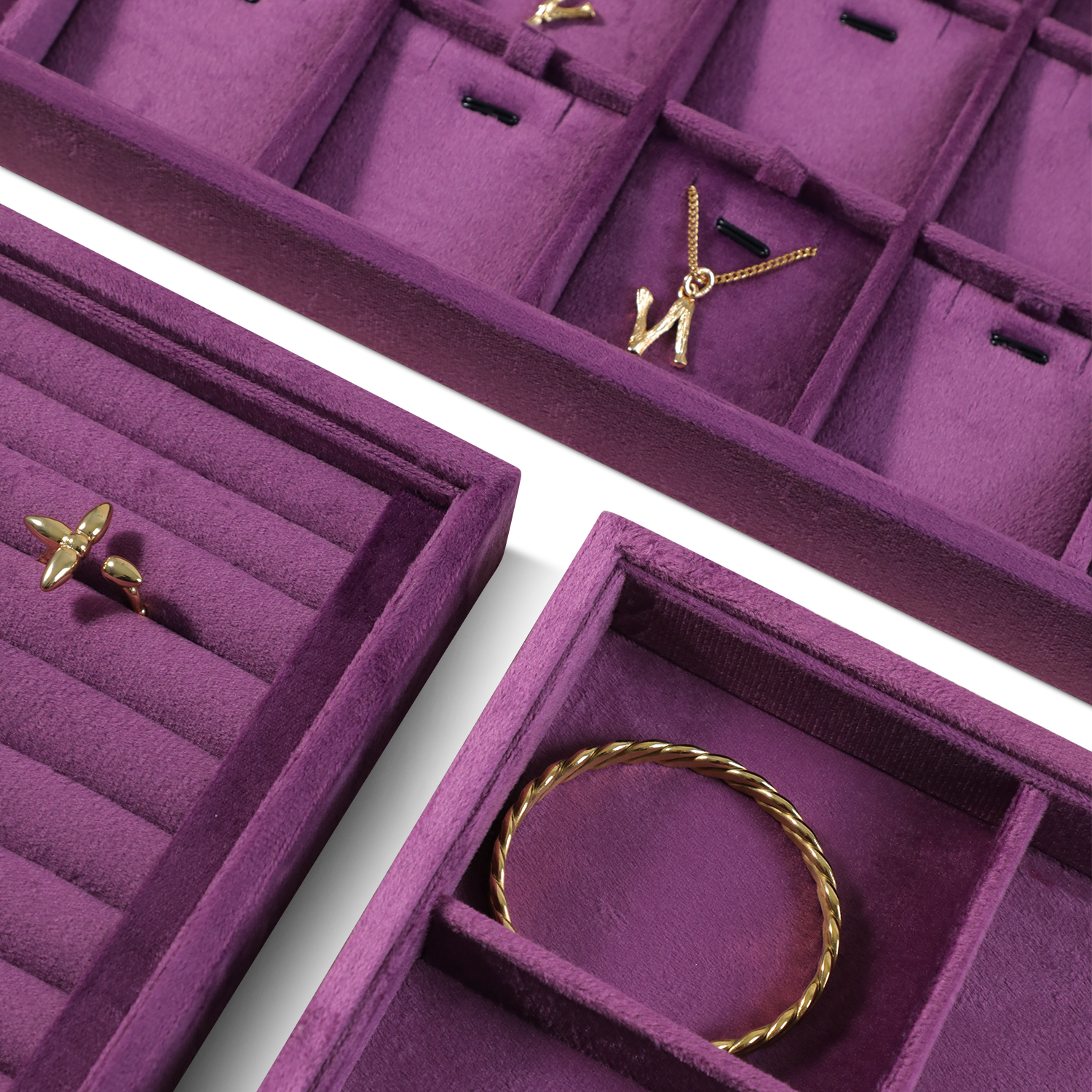 Yinbeini Purple Velvet Jewelry Display Tray for Cross border E commerce Stores Perfect for Product Photos and Listings P088