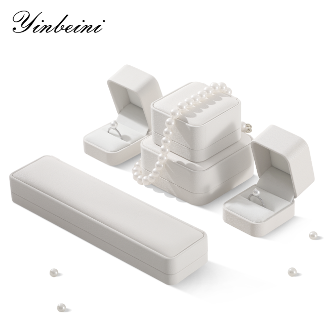 Yinbeini Wedding Ring Box Bracelet Long Necklace Earrings Storage Case PU Leather Jewelry Display Organizer Gift Proposal Box H005