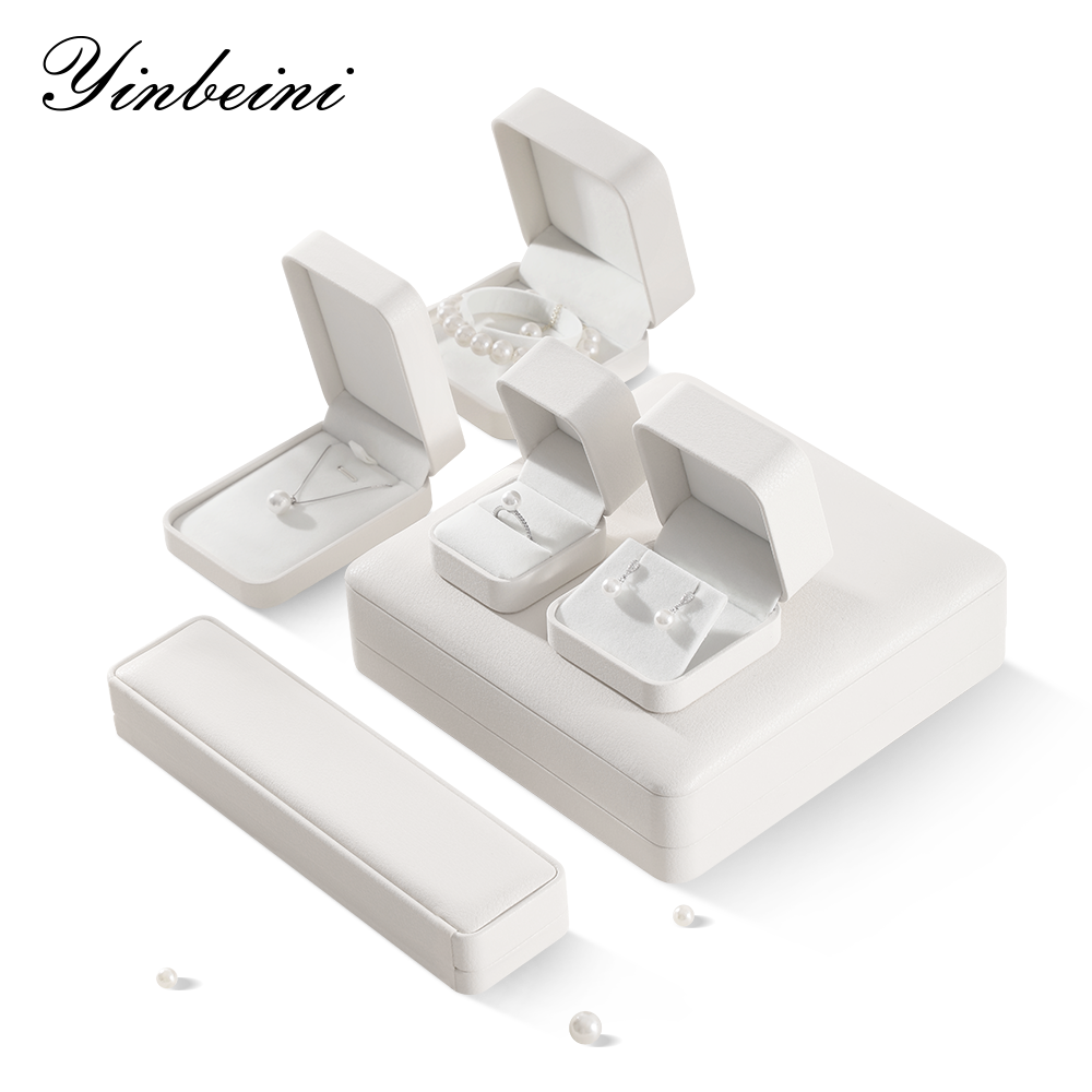 Yinbeini Wedding Ring Box Bracelet Long Necklace Earrings Storage Case PU Leather Jewelry Display Organizer Gift Proposal Box H005