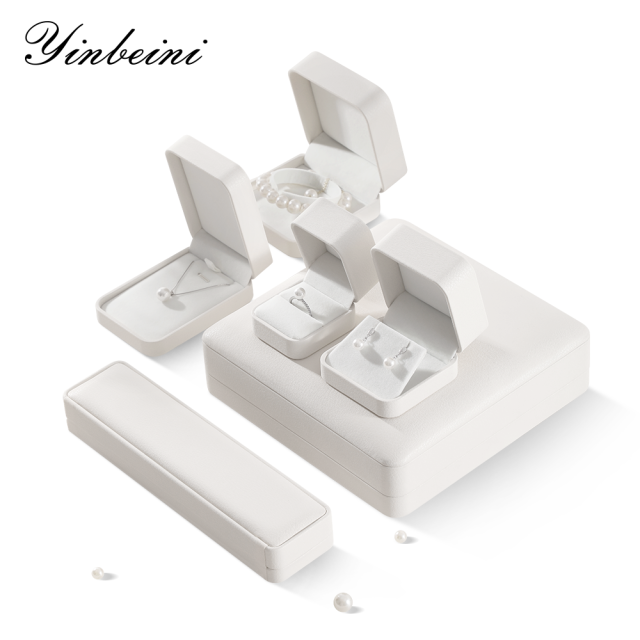 Yinbeini Wedding Ring Box Bracelet Long Necklace Earrings Storage Case PU Leather Jewelry Display Organizer Gift Proposal Box H005