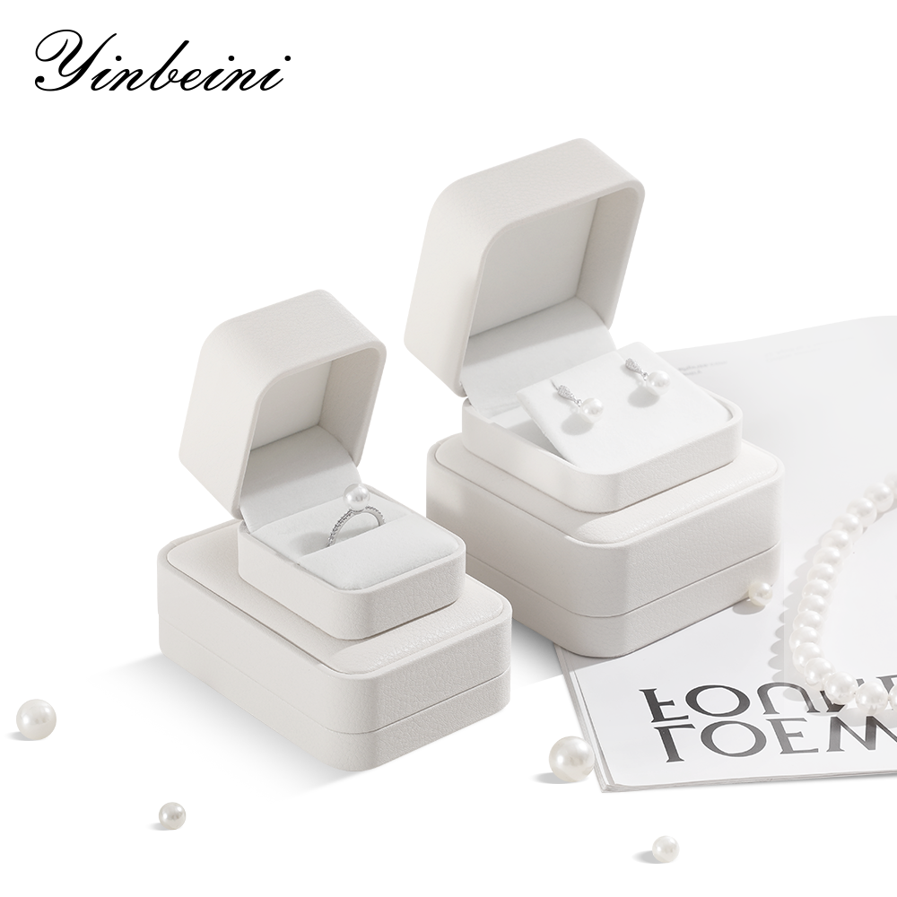 Yinbeini Wedding Ring Box Bracelet Long Necklace Earrings Storage Case PU Leather Jewelry Display Organizer Gift Proposal Box H005