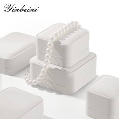 Yinbeini Wedding Ring Box Bracelet Long Necklace Earrings Storage Case PU Leather Jewelry Display Organizer Gift Proposal Box H005