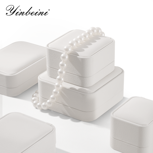 Yinbeini Wedding Ring Box Bracelet Long Necklace Earrings Storage Case PU Leather Jewelry Display Organizer Gift Proposal Box H005