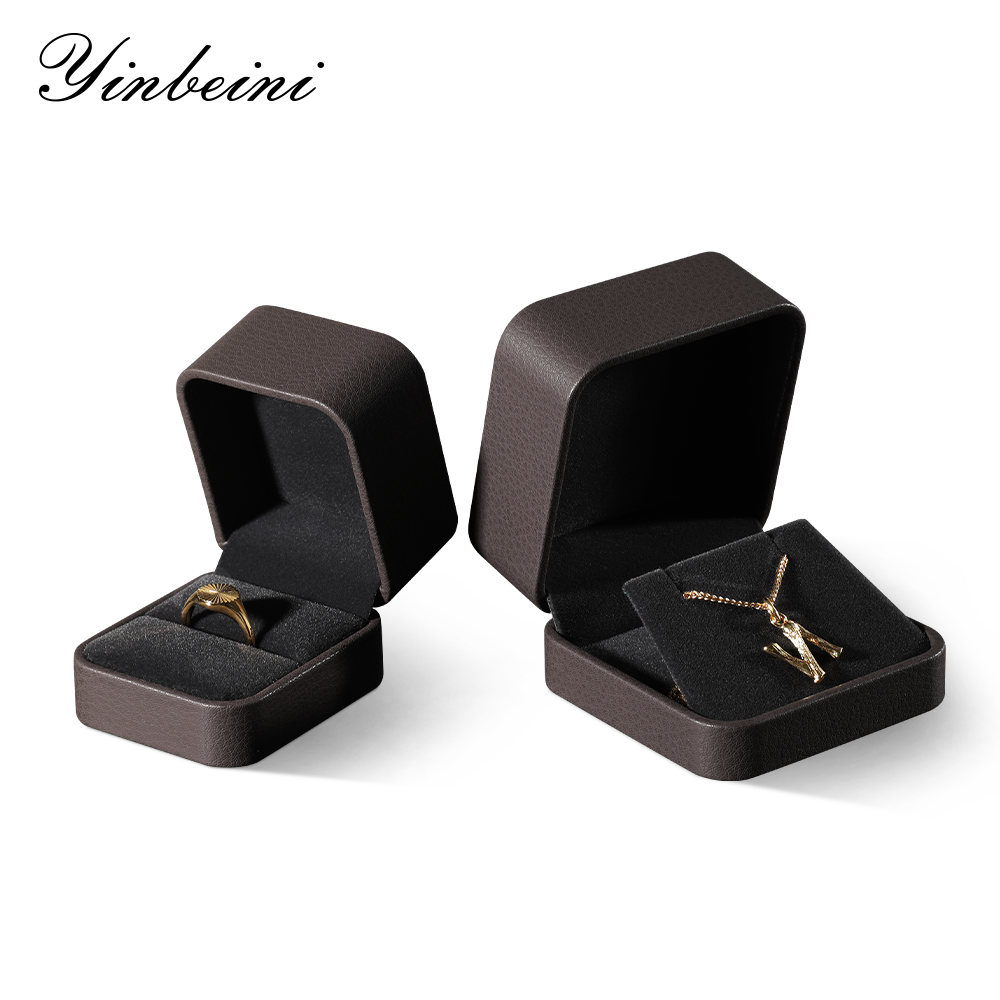 Yinbeini PU Leather Wedding Ring Box Bracelet Long Necklace Earrings Storage Case Gift Proposal  Box Jewelry Display Organizer H006