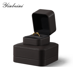 Yinbeini PU Leather Wedding Ring Box Bracelet Long Necklace Earrings Storage Case Gift Proposal  Box Jewelry Display Organizer H006