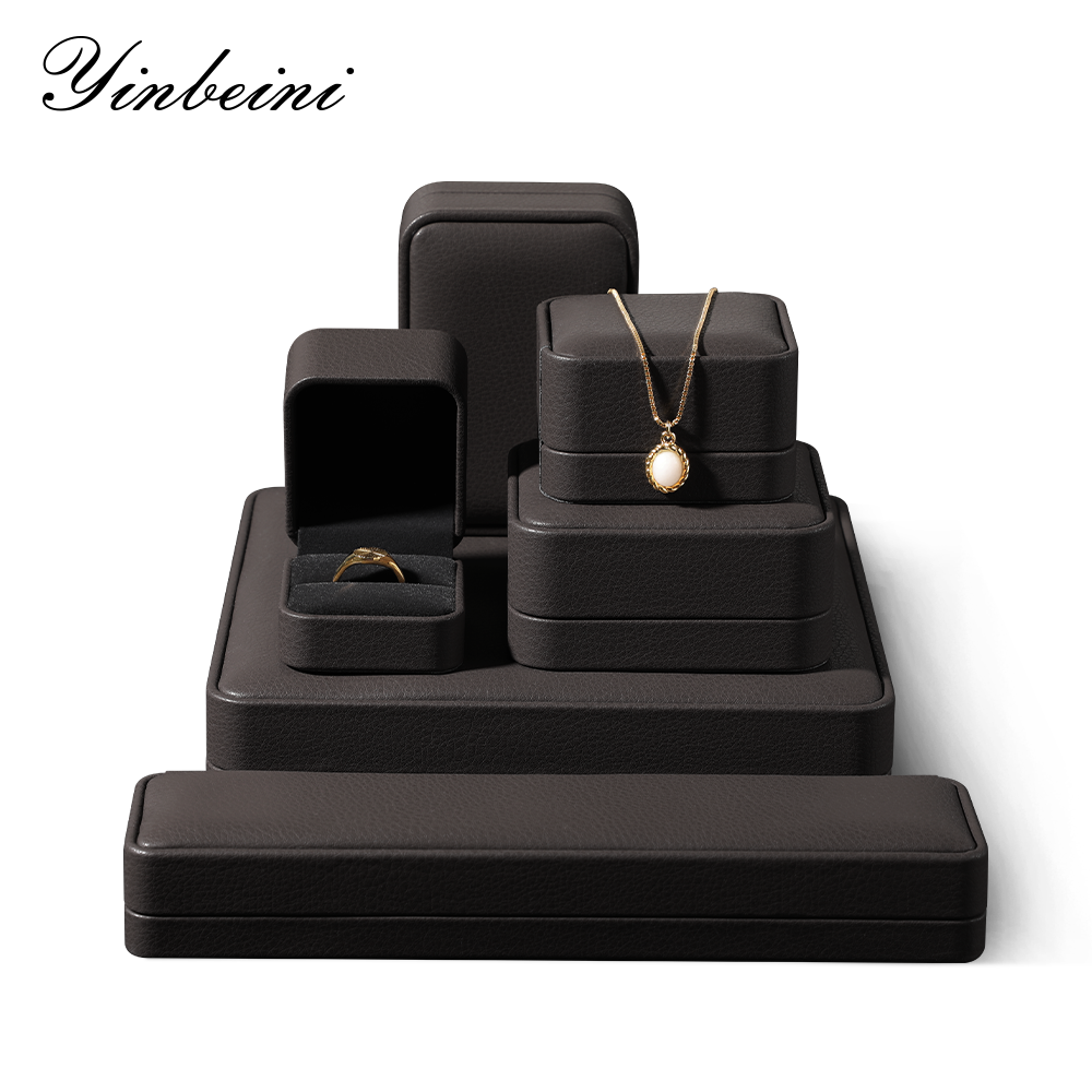 Yinbeini PU Leather Wedding Ring Box Bracelet Long Necklace Earrings Storage Case Gift Proposal  Box Jewelry Display Organizer H006