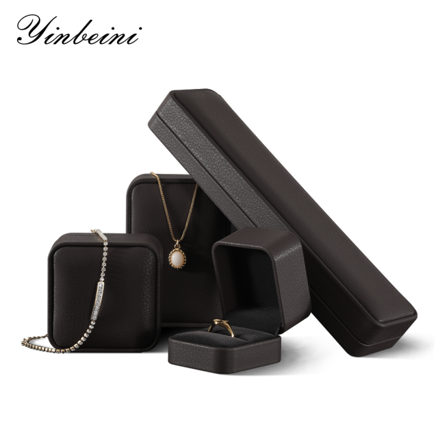 Yinbeini PU Leather Wedding Ring Box Bracelet Long Necklace Earrings Storage Case Gift Proposal  Box Jewelry Display Organizer H006