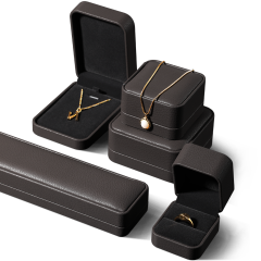 Yinbeini PU Leather Jewelry Display Organizer Wedding Ring Box Bracelet Long Necklace Earrings Storage Case Gift Proposal  Box H011