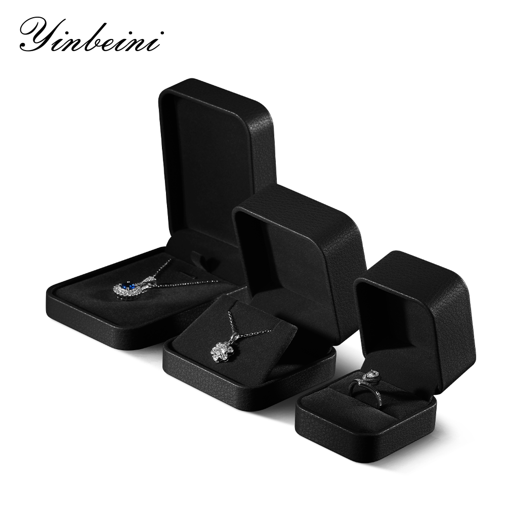Yinbeini PU Leather Wedding Ring Box Bracelet Long Necklace Earrings Storage Case Gift Proposal  Box Jewelry Display Organizer H006