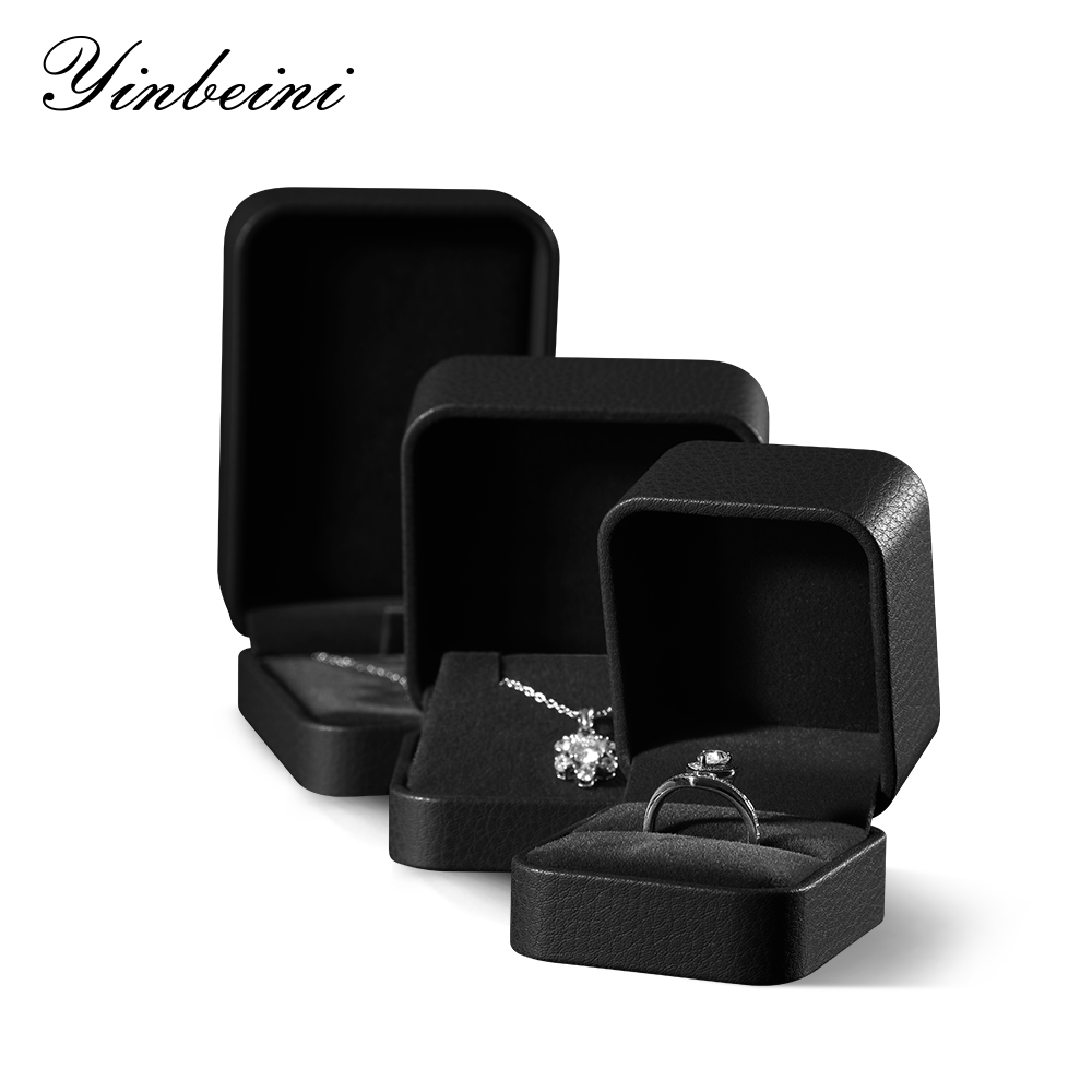 Yinbeini PU Leather Wedding Ring Box Bracelet Long Necklace Earrings Storage Case Gift Proposal  Box Jewelry Display Organizer H006