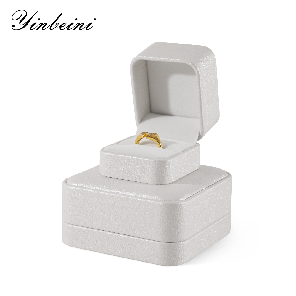 Yinbeini PU Leather Jewelry Display Organizer Wedding Ring Box Bracelet Long Necklace Earrings Storage Case Gift Proposal  Box H011