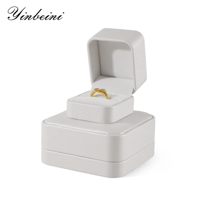 Yinbeini PU Leather Jewelry Display Organizer Wedding Ring Box Bracelet Long Necklace Earrings Storage Case Gift Proposal  Box H011