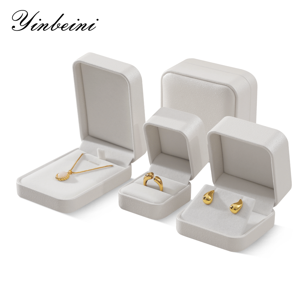 Yinbeini PU Leather Jewelry Display Organizer Wedding Ring Box Bracelet Long Necklace Earrings Storage Case Gift Proposal  Box H011