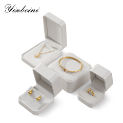 Yinbeini Wedding Bracelet Ring Box Earrings Long Necklace Storage Case PU Leather Gift Proposal Box Jewelry Display Organizer  H013