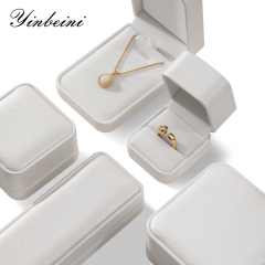 Yinbeini PU Leather Jewelry Display Organizer Wedding Ring Box Bracelet Long Necklace Earrings Storage Case Gift Proposal  Box H011