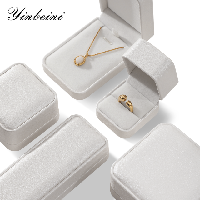 Yinbeini PU Leather Jewelry Display Organizer Wedding Ring Box Bracelet Long Necklace Earrings Storage Case Gift Proposal  Box H011