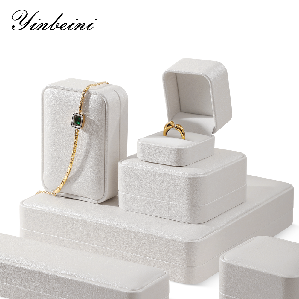 Yinbeini PU Leather Jewelry Display Organizer Wedding Ring Box Bracelet Long Necklace Earrings Storage Case Gift Proposal  Box H011