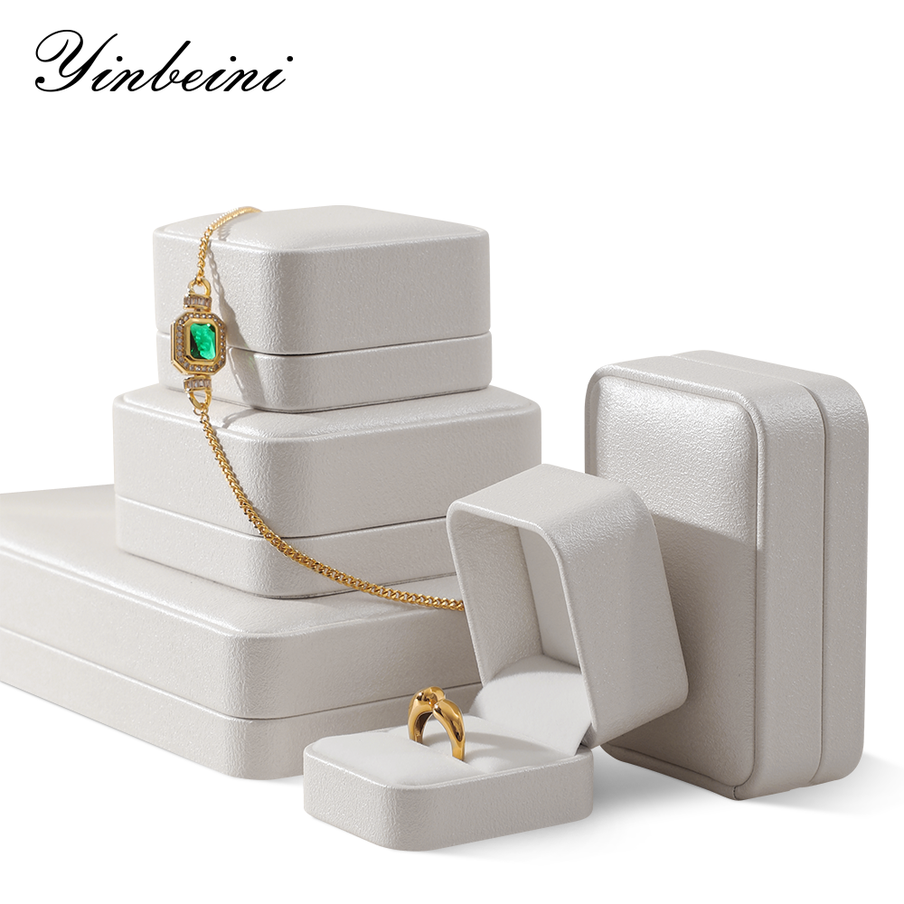 Yinbeini PU Leather Jewelry Display Organizer Wedding Ring Box Bracelet Long Necklace Earrings Storage Case Gift Proposal  Box H011