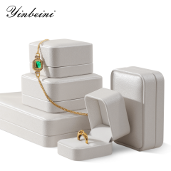 Yinbeini PU Leather Jewelry Display Organizer Wedding Ring Box Bracelet Long Necklace Earrings Storage Case Gift Proposal  Box H011