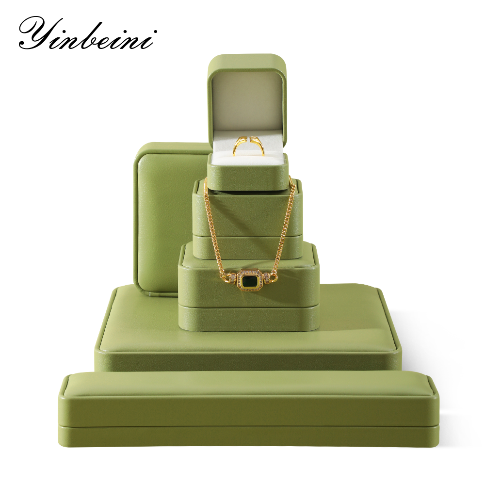 Yinbeini Wedding Bracelet Ring Box Earrings Long Necklace Storage Case PU Leather Gift Proposal Box Jewelry Display Organizer  H013