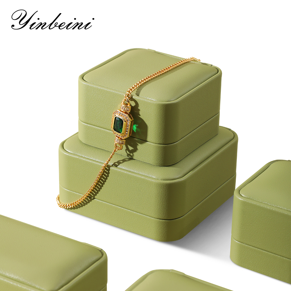 Yinbeini Wedding Bracelet Ring Box Earrings Long Necklace Storage Case PU Leather Gift Proposal Box Jewelry Display Organizer  H013
