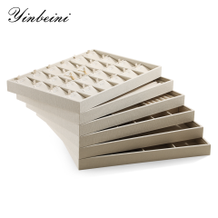 Yinbeini Three In One Linen Jewelry Combination Tray Independent Partition For Ring Earring Necklace One Tray Multi Purpose Reduce Cost P063