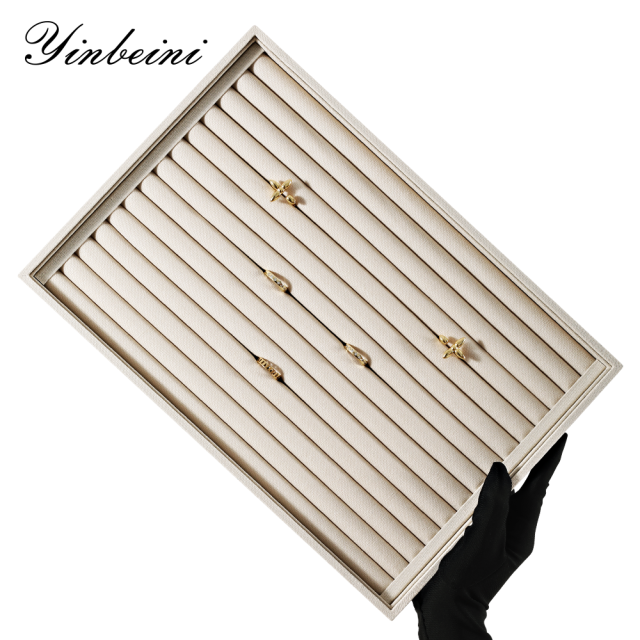Yinbeini Three In One Linen Jewelry Combination Tray Independent Partition For Ring Earring Necklace One Tray Multi Purpose Reduce Cost P063