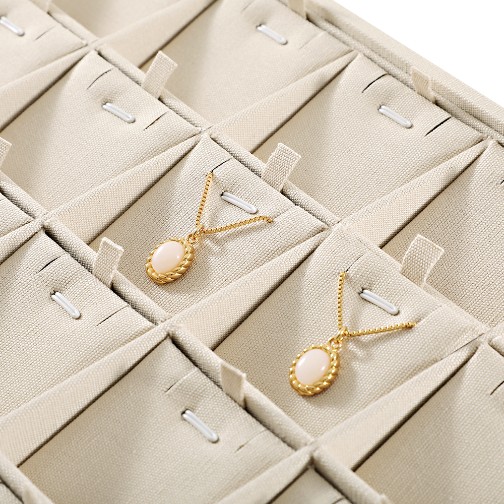 Yinbeini Three In One Linen Jewelry Combination Tray Independent Partition For Ring Earring Necklace One Tray Multi Purpose Reduce Cost P063