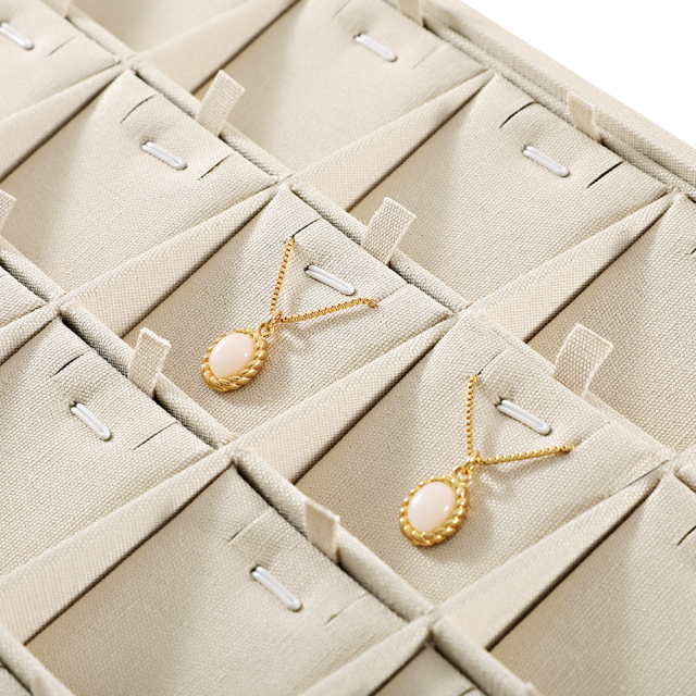 Yinbeini Three In One Linen Jewelry Combination Tray Independent Partition For Ring Earring Necklace One Tray Multi Purpose Reduce Cost P063