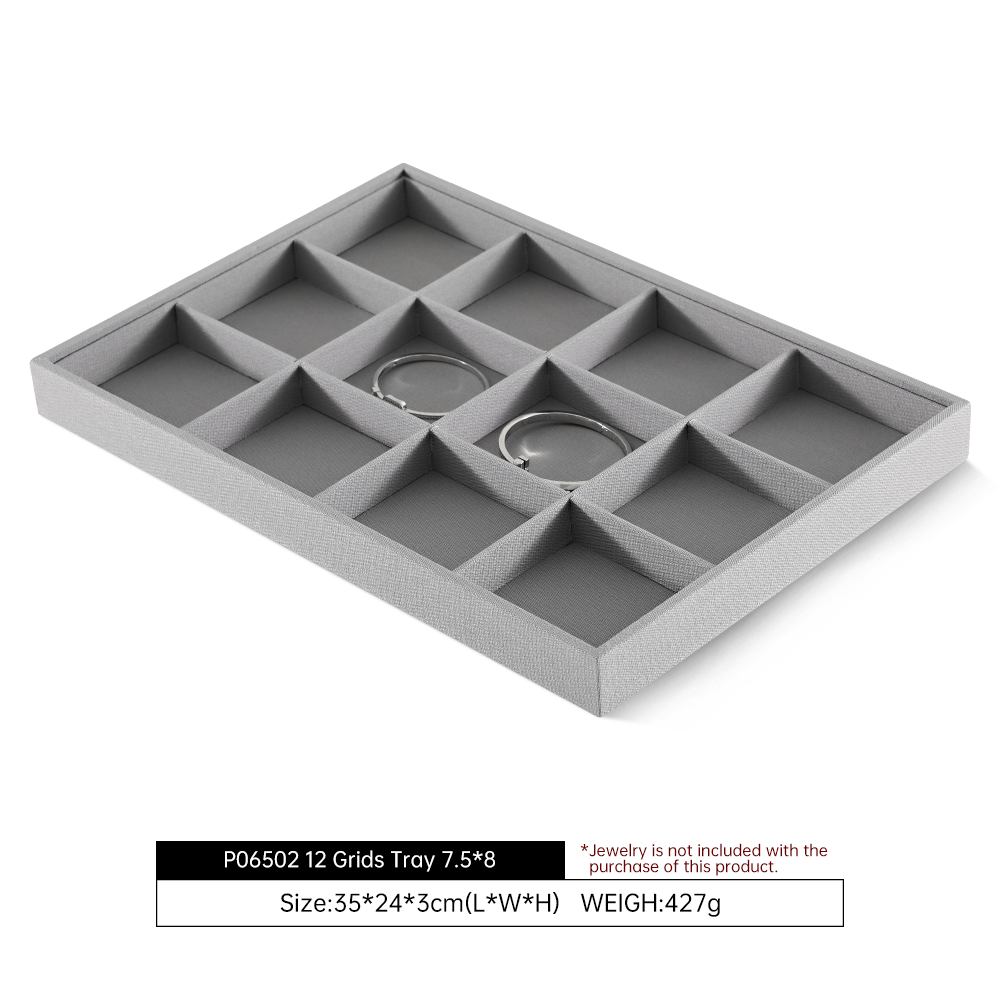 Yinbeini Three In One Linen Jewelry Combination Tray Independent Partition For Ring Earring Necklace One Tray Multi Purpose Reduce Cost P063