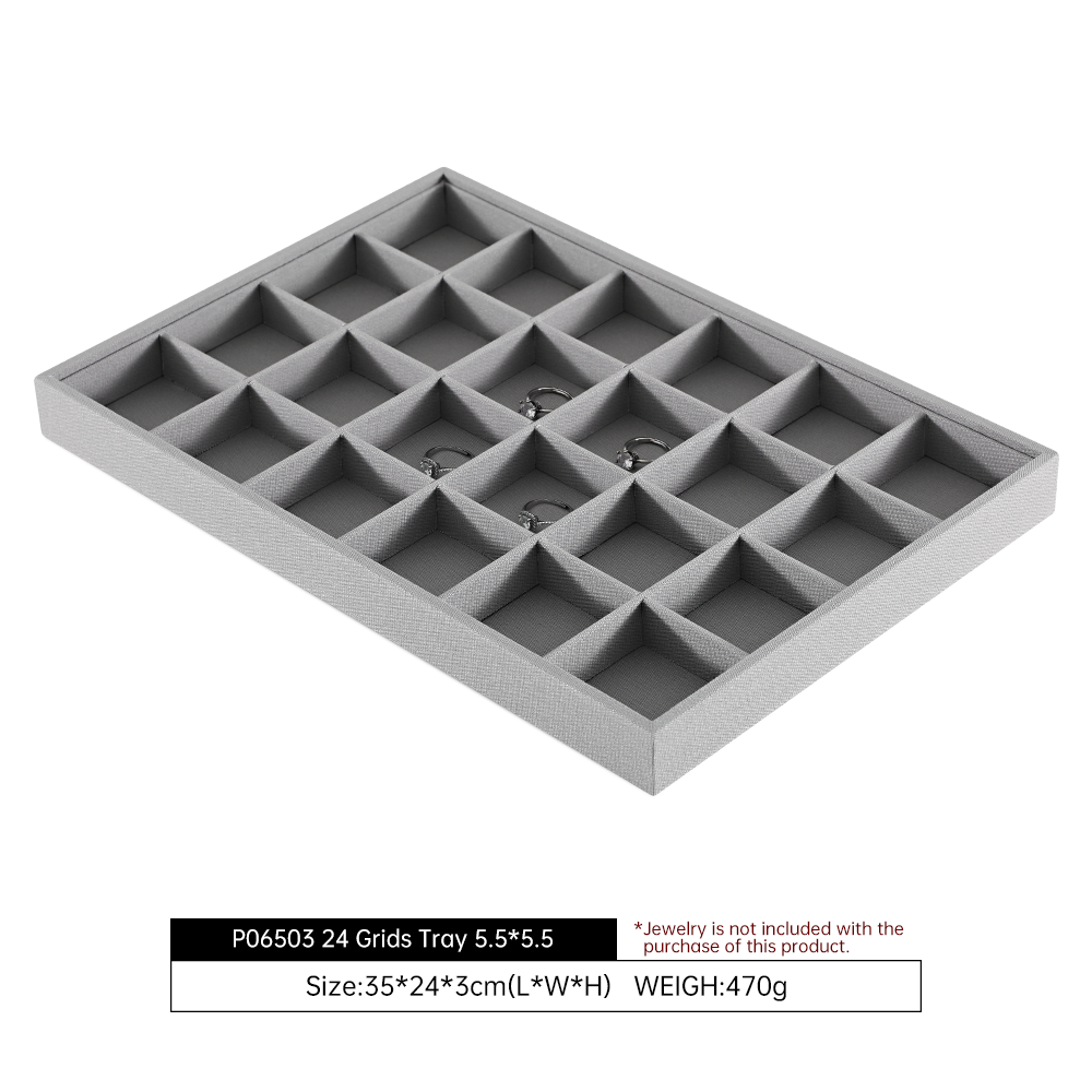 Yinbeini Three In One Linen Jewelry Combination Tray Independent Partition For Ring Earring Necklace One Tray Multi Purpose Reduce Cost P063