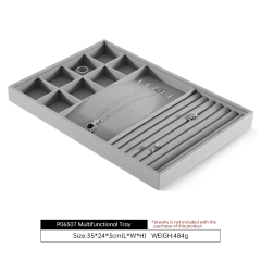 Yinbeini Three In One Linen Jewelry Combination Tray Independent Partition For Ring Earring Necklace One Tray Multi Purpose Reduce Cost P063