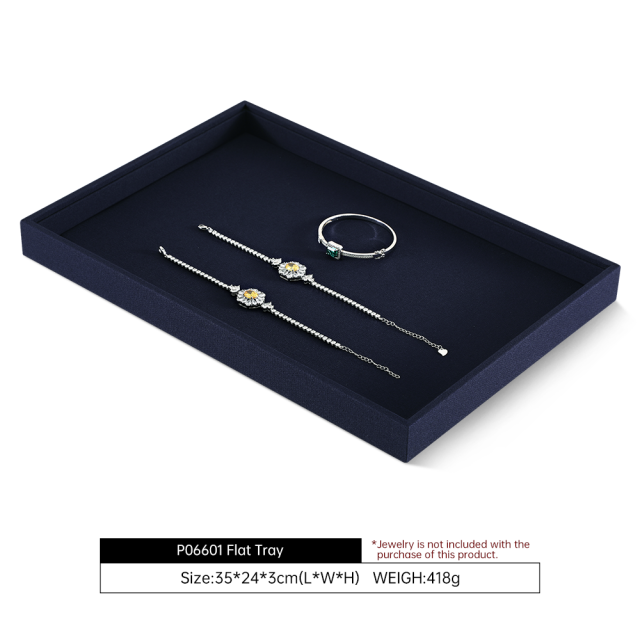 Yinbeini Three In One Linen Jewelry Combination Tray Independent Partition For Ring Earring Necklace One Tray Multi Purpose Reduce Cost P063