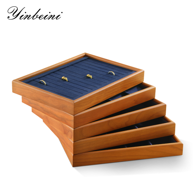 Yinbeini Space Saving Stackable Solid Wood Jewelry Tray Save Counter And Desktop Space Suitable For Small Stores P069