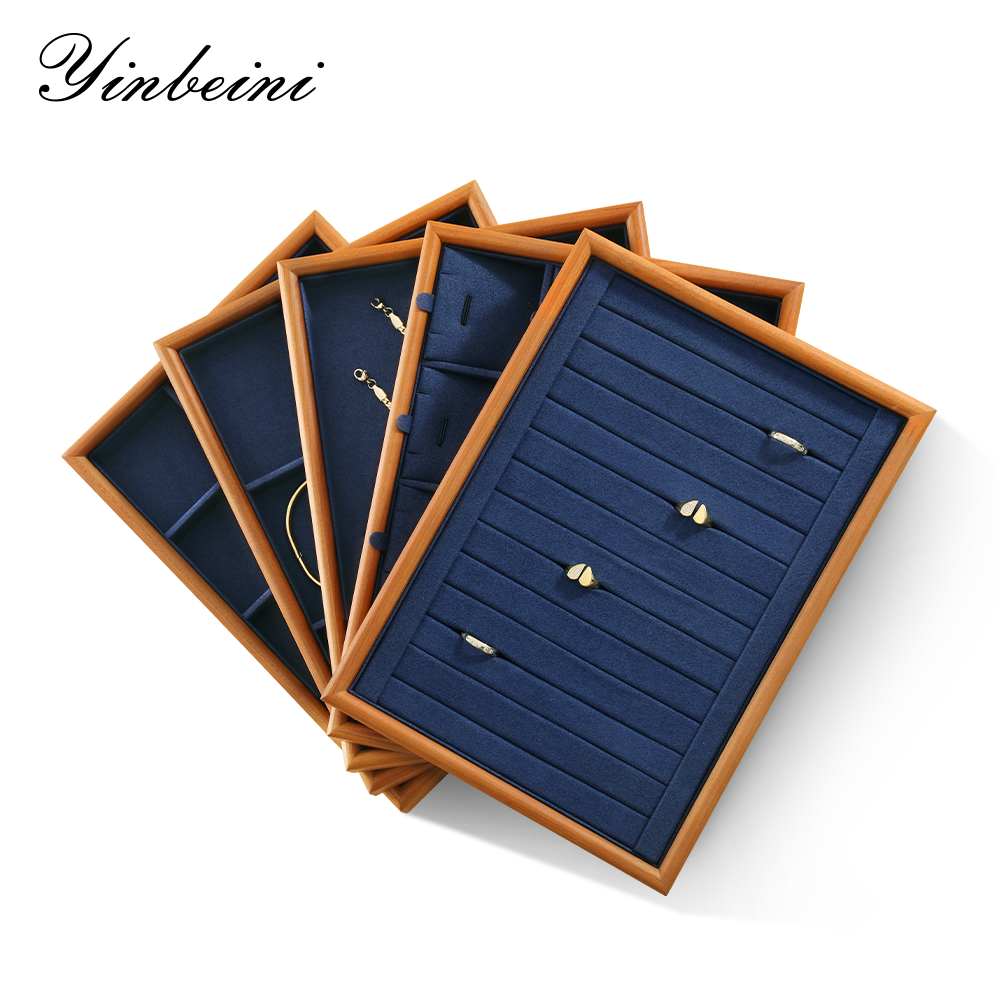 Yinbeini Space Saving Stackable Solid Wood Jewelry Tray Save Counter And Desktop Space Suitable For Small Stores P069