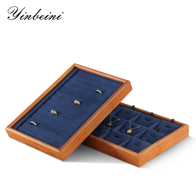 Yinbeini Space Saving Stackable Solid Wood Jewelry Tray Save Counter And Desktop Space Suitable For Small Stores P069