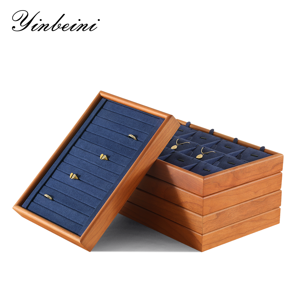 Yinbeini Space Saving Stackable Solid Wood Jewelry Tray Save Counter And Desktop Space Suitable For Small Stores P069