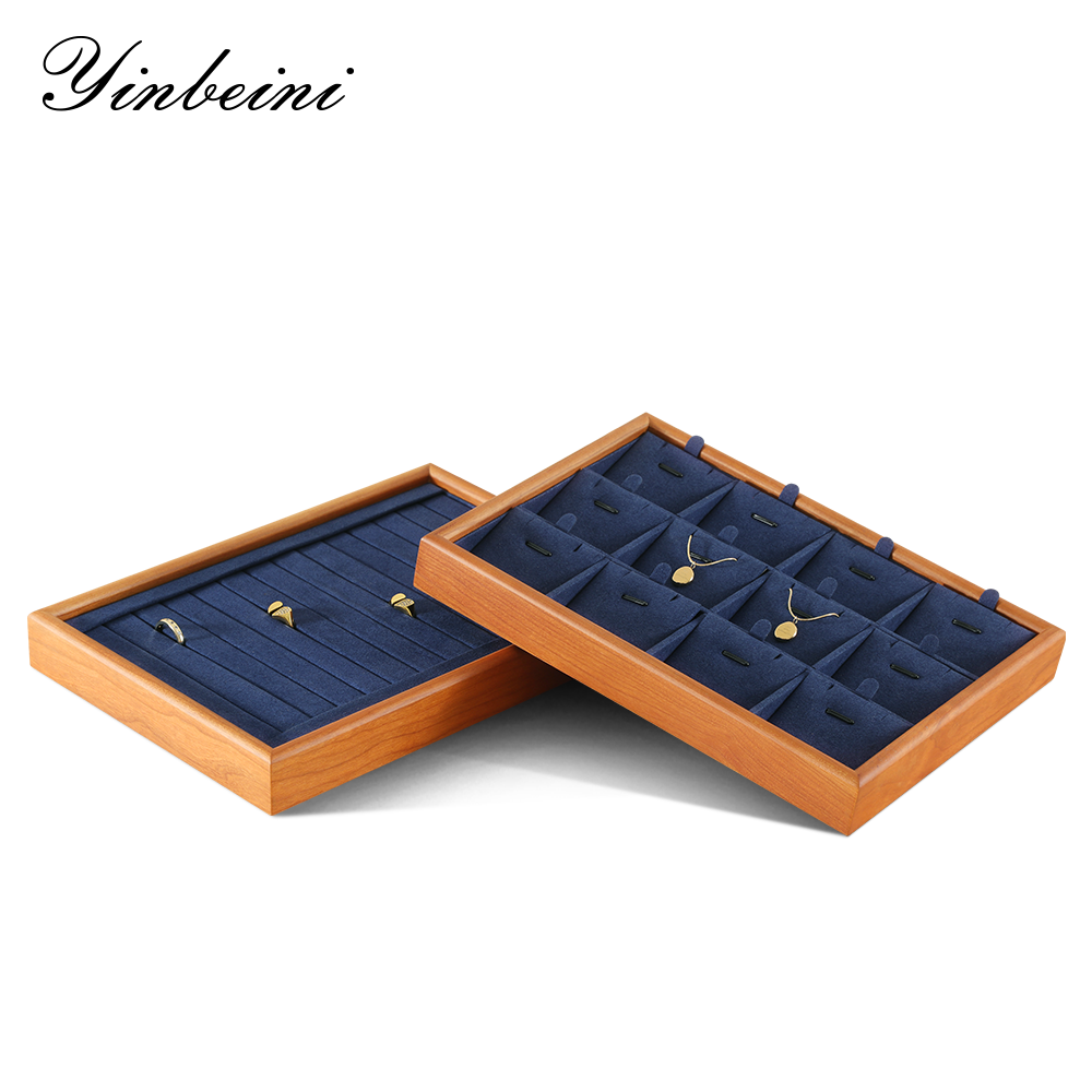 Yinbeini Space Saving Stackable Solid Wood Jewelry Tray Save Counter And Desktop Space Suitable For Small Stores P069