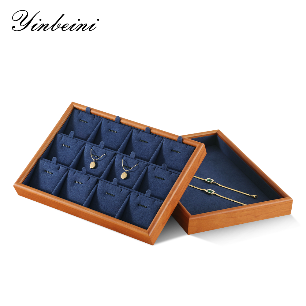 Yinbeini Space Saving Stackable Solid Wood Jewelry Tray Save Counter And Desktop Space Suitable For Small Stores P069