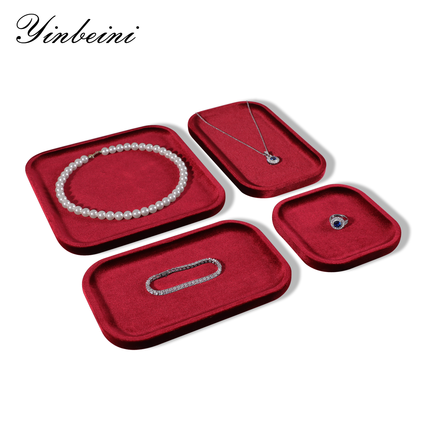 Yinbeini Multifunctional Velvet Display Tray Stable Base Design for Ring Bracelet Practical for Retail Display Family Storage P071