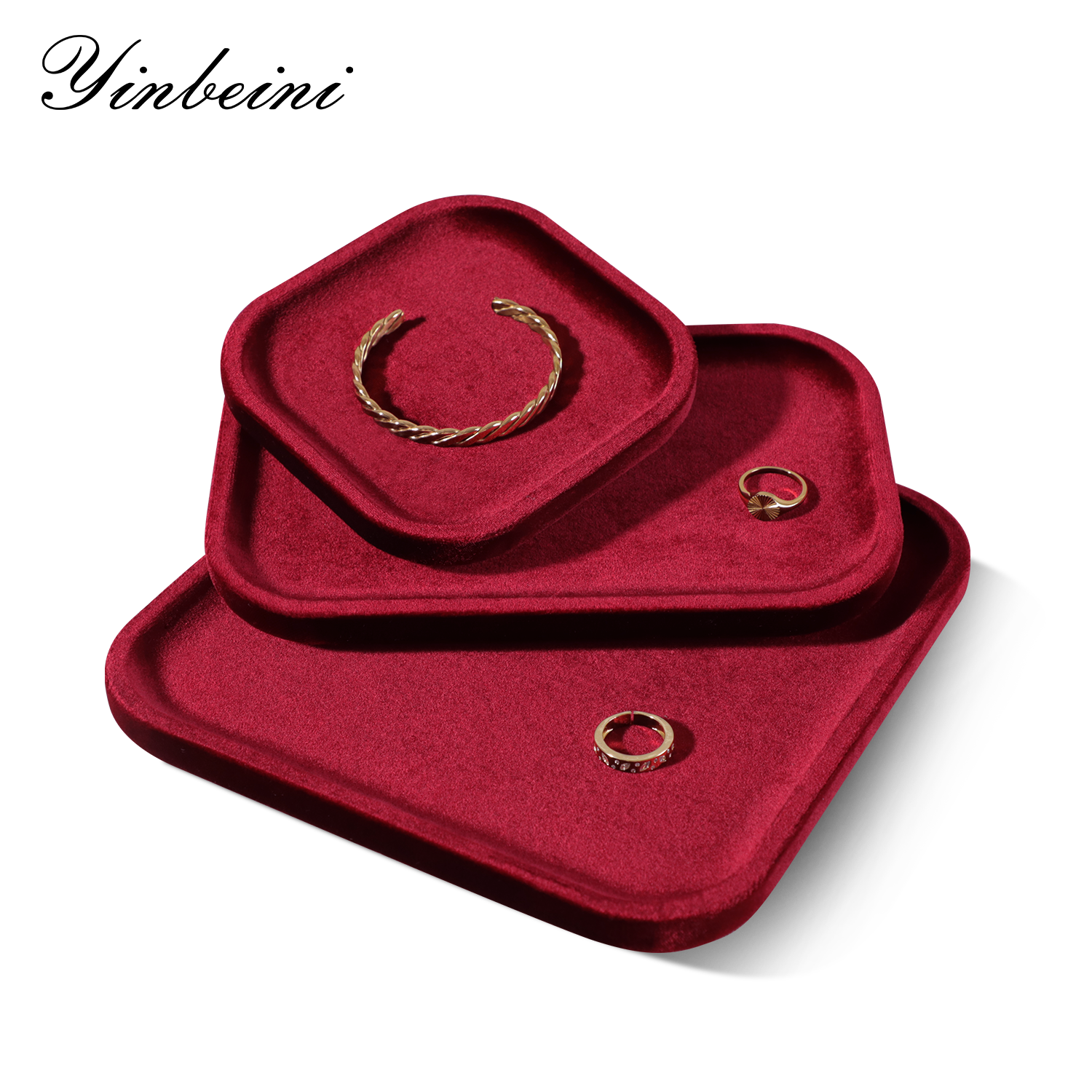 Yinbeini Multifunctional Velvet Display Tray Stable Base Design for Ring Bracelet Practical for Retail Display Family Storage P071