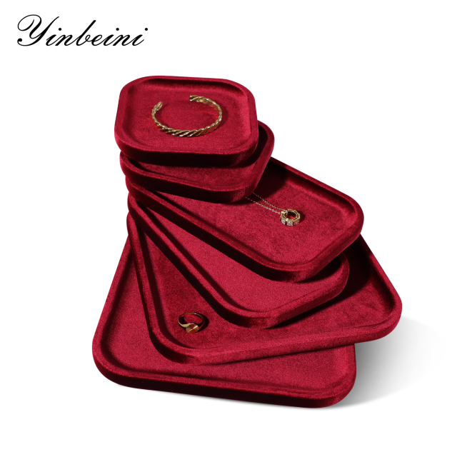 Yinbeini Multifunctional Velvet Display Tray Stable Base Design for Ring Bracelet Practical for Retail Display Family Storage P071